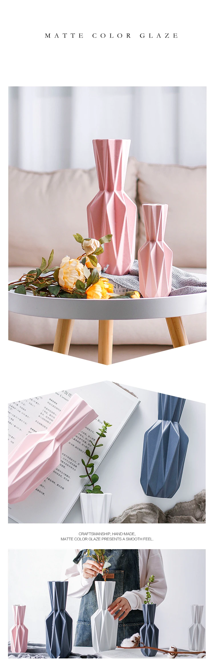 Вазы оригами, Керамическая Настольная ваза для цветов, украшение дома, ваза в скандинавском стиле, современный цветочный домашний декор