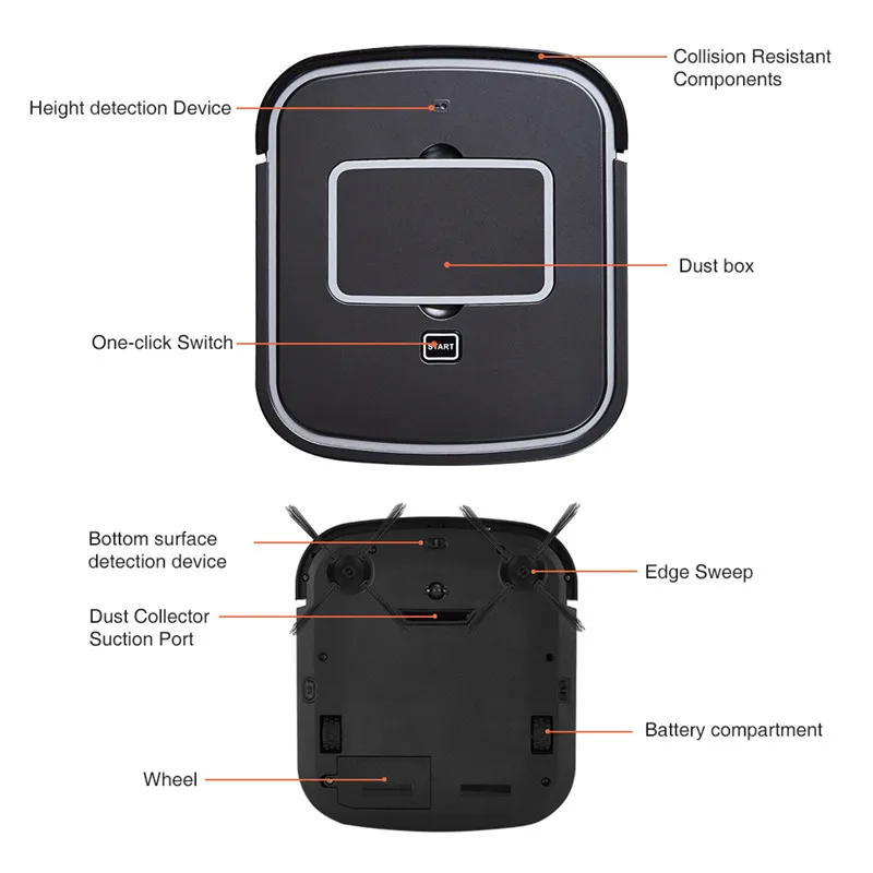 Cleaner Robot Slim Design Sweeper Intelligent Vacuums Robot Control Charge Dust Sterilize Smart Cleaning For Home DryWet Drag21 (6)