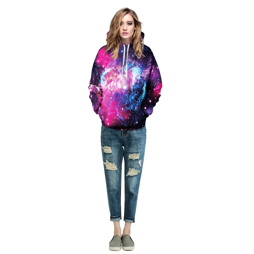  Autumn and Winter 3D Digital Print Sweatershirt Purple Starry Sky Blouse Fashion Personality Baseba