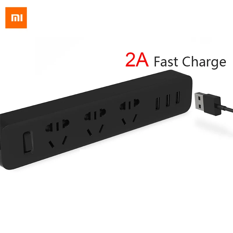 

New 100% Original xiaomi power strip fast charging 3 sockets USB Extension Socket Plug with Socket Standard Socket material