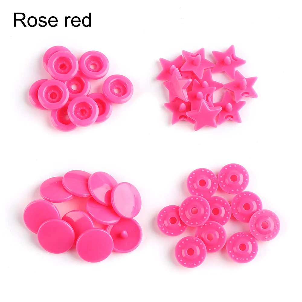 ROSE RED 10 наборов(40 шт.) круглые пластиковые крепежные элементы Нажимные кнопки DIY Скрапбукинг кнопки StarSnap Швейные аксессуары - Цвет: ROSE RED