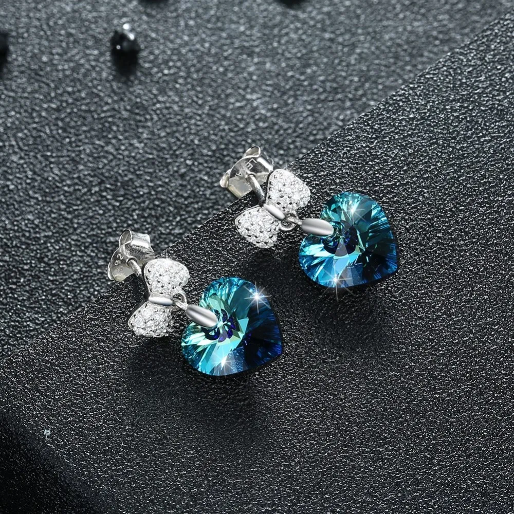 Женские серьги капли LEKANI с кристаллами Swarovski Cat жемчужные в форме сердца 925 модные