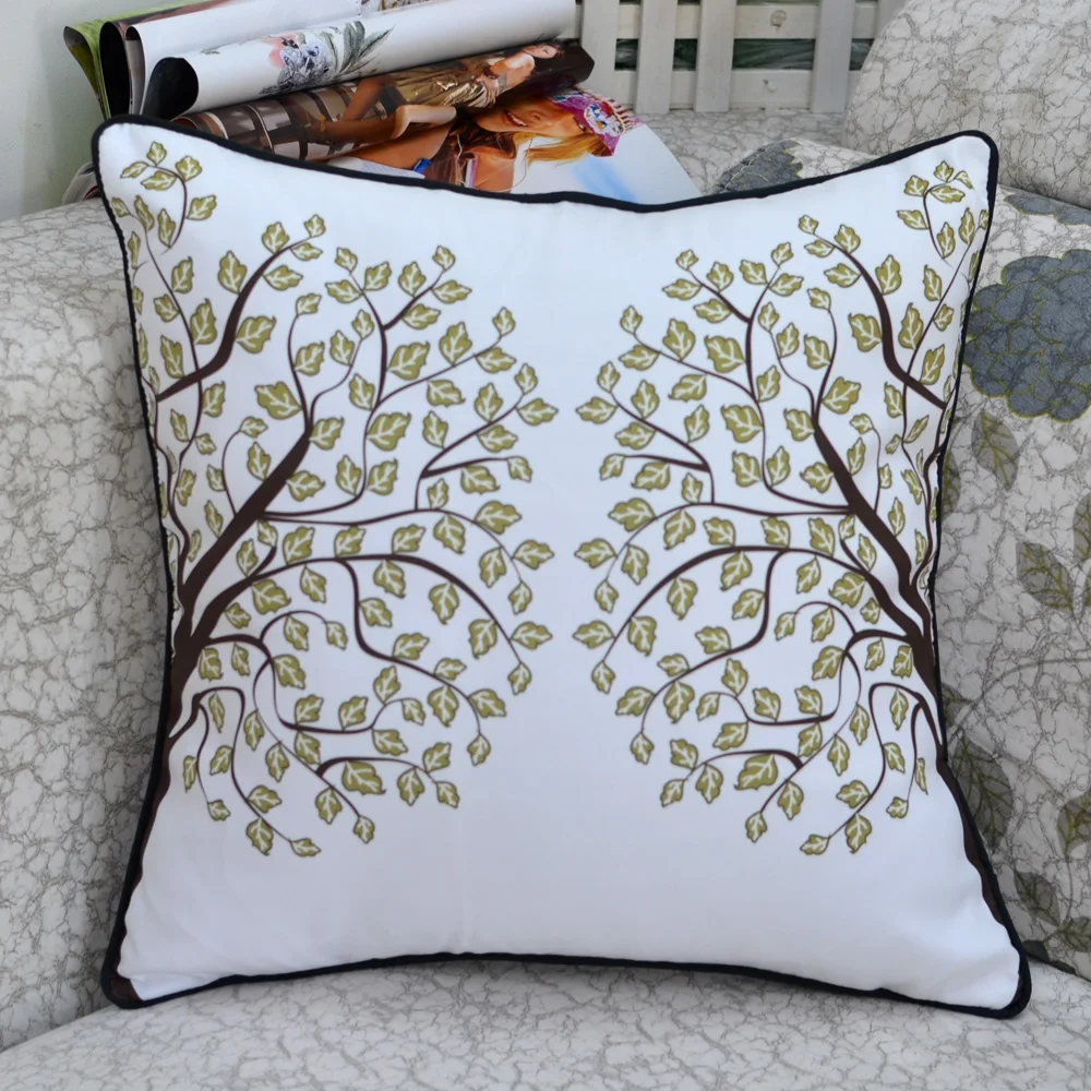 18 * 18 " Comfortable Tree Printed Microfiber Throw Cushion Cover for