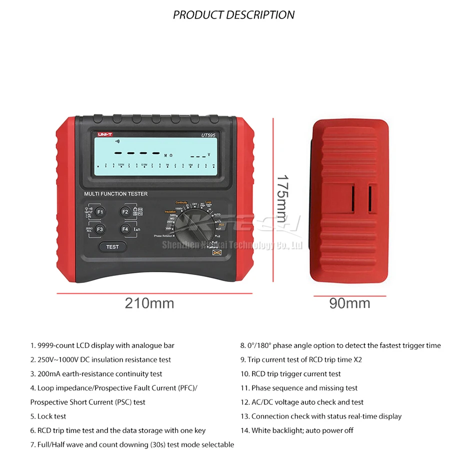 UNI-T UT595 Многофункциональный УЗО тестеры контура заземления линии петли сопротивление тестер Электрическая безопасность Сопротивление изоляции метр