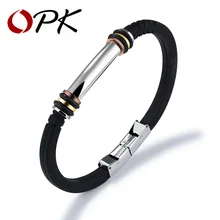 OPK классический подлинный Браслет из силикона с идентификатором для прохладных мужчин длина изменяемый гладкий дизайн день рождения обёрточная Бумага браслет подарок PH819