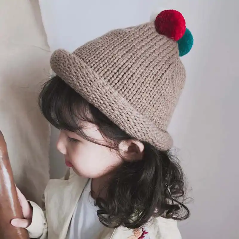 キッズ女の子帽子ニットかわいい帽子ボールキャップ幼児かぎ針beanins Cute Hats For Kids Hat For Kidskids Girl Hats Aliexpress
