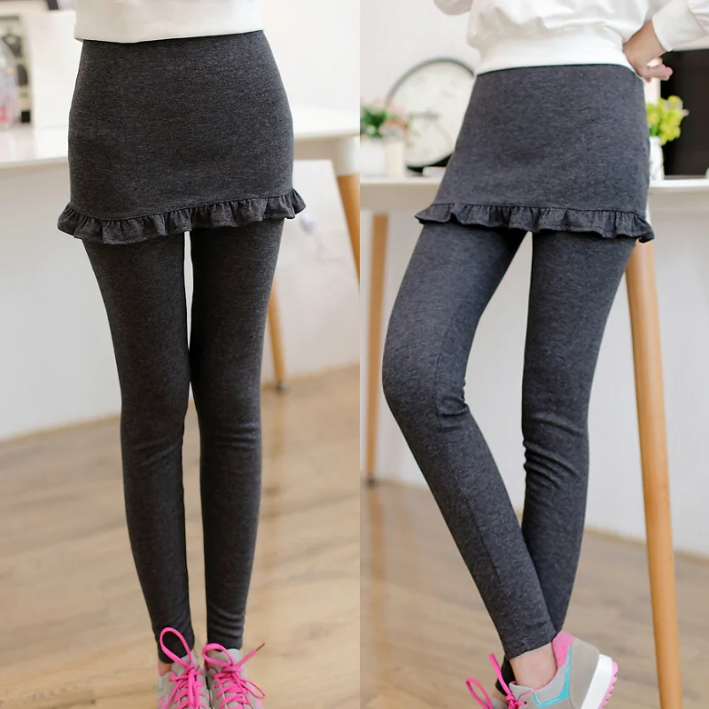 

Hot Sale Fashion Ruffles Slim Leggings For Womens 2019 Autumn New Skort Culottes Pencil Pants Drop Shipping