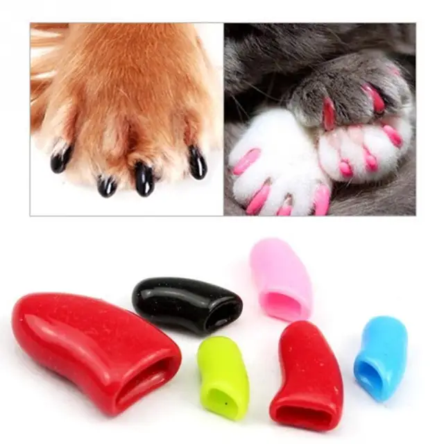 20Pcs/set crystal nail caps cover pet dog cat kitten paw claw control nail caps coverin Cat