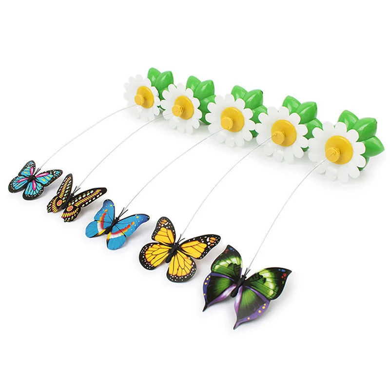 Mayitr Electric Rotating Flower Butterfly Hummingbird Cat Toys Funny Pet Kitten Teaser Interactive Playing Toy Pet Supplies Hot