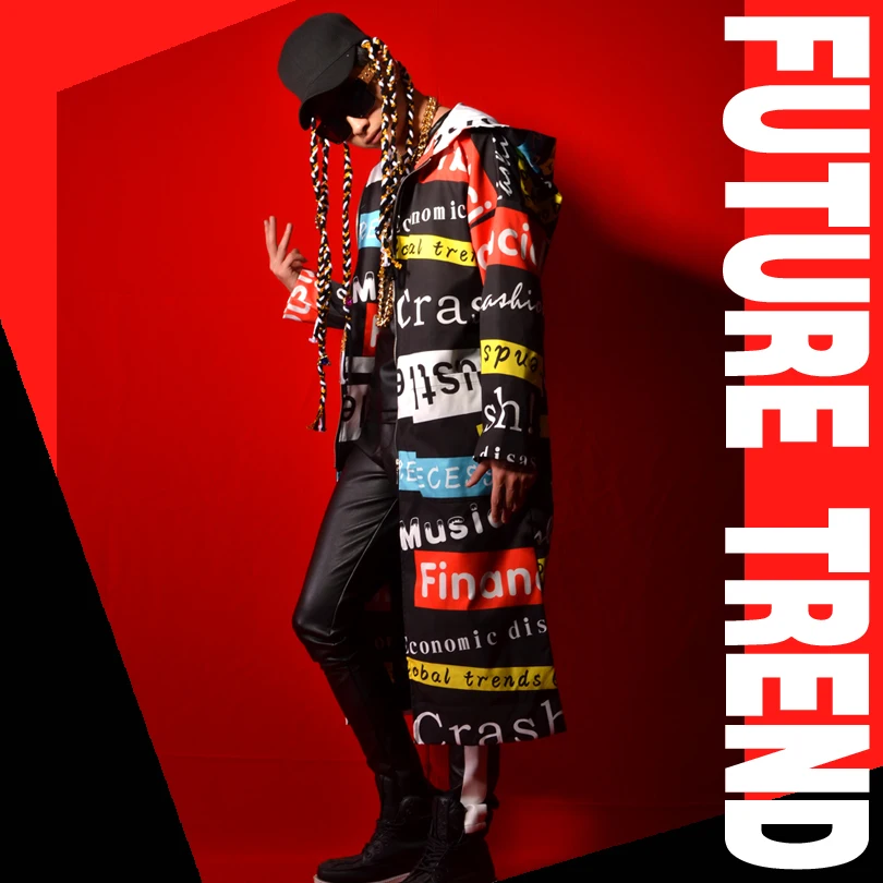 

2019 new male stage singer DSDJ long coat catwalk show hip hop style men's fashion costume long jacket dress
