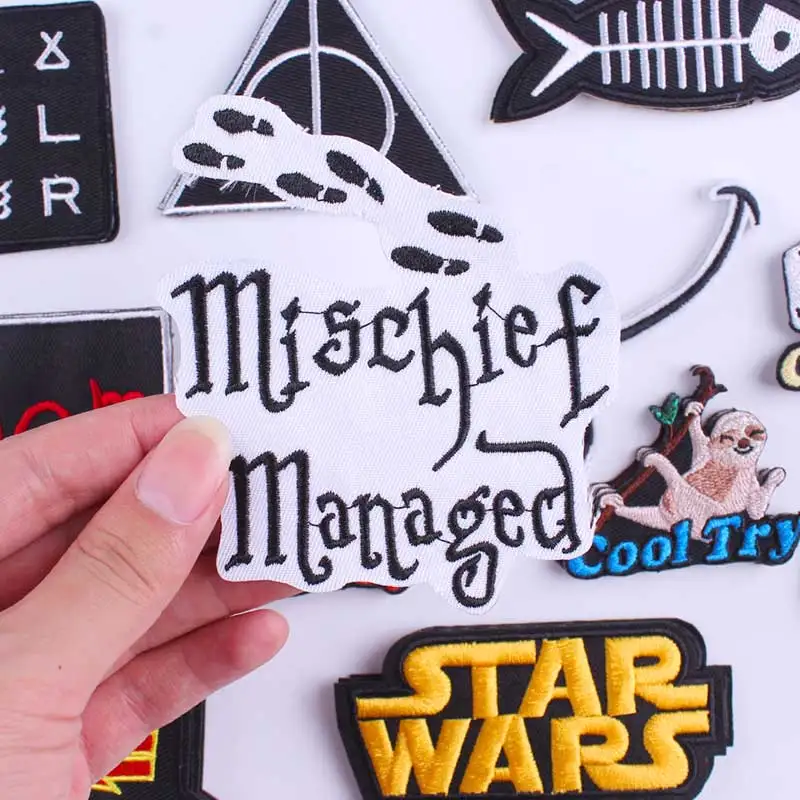 Punk Biker Patch Iron on Patches On Clothes Embroidered Letter Patches For Clothing Star Wars Patches Accessories Badges F