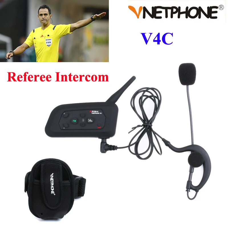 

1PCS Football Referee Intercom Headset Vnetphone V4C 1200M Full Duplex Bluetooth Headphone with FM V4C Referee Interphone