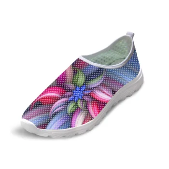 

NOISYDESIGNS Floral Style Casual Shoes Woman 3D Flower Printing Light Weight Mesh Shoes for lady Women flat Beach Summer Shoe