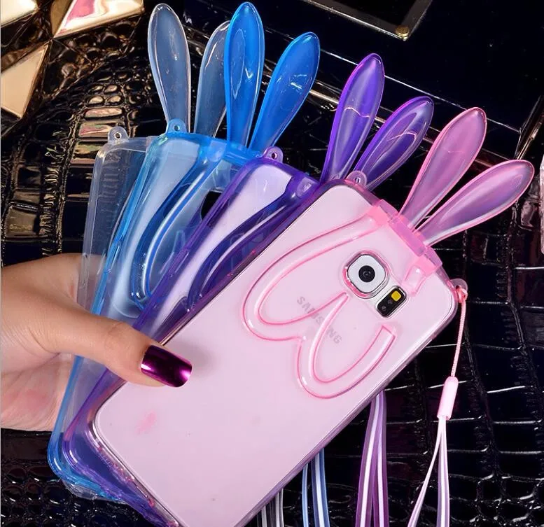 

Clearance Rabbit Ears Protect Case For Galaxy S7 S6 Edge Phone Capa Cover Soft TPU Clear Transparent Case For iphone 7 Plus