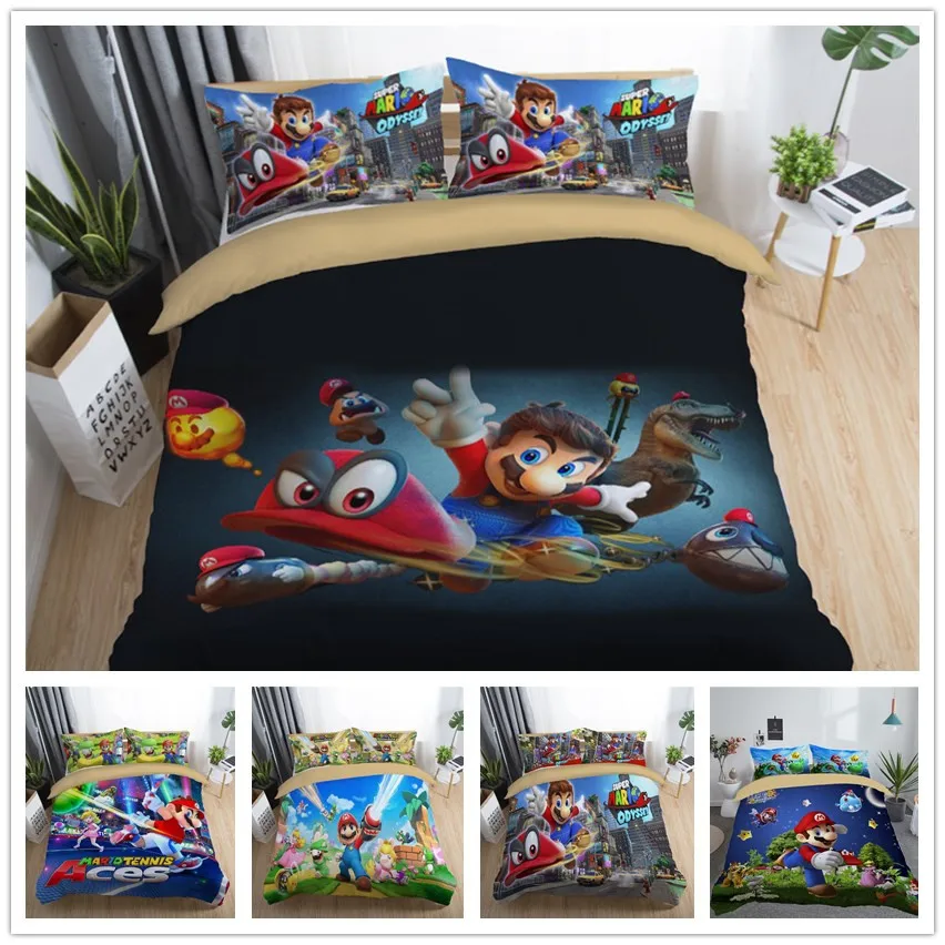 

3d super mario tennis duvet cover set king queen double full twin single size bed linen set