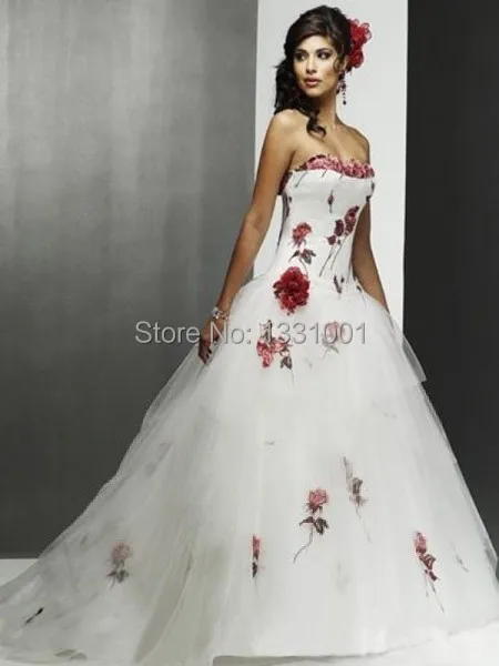 Popular Red and White Wedding Dresses-Buy Cheap Red and White ...