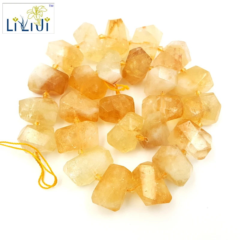 

Natural Crystal Citrine Irregular Facted Shape Large Stone Loose Beads about 12x20mm for DIY Jewelry Making about 39cm
