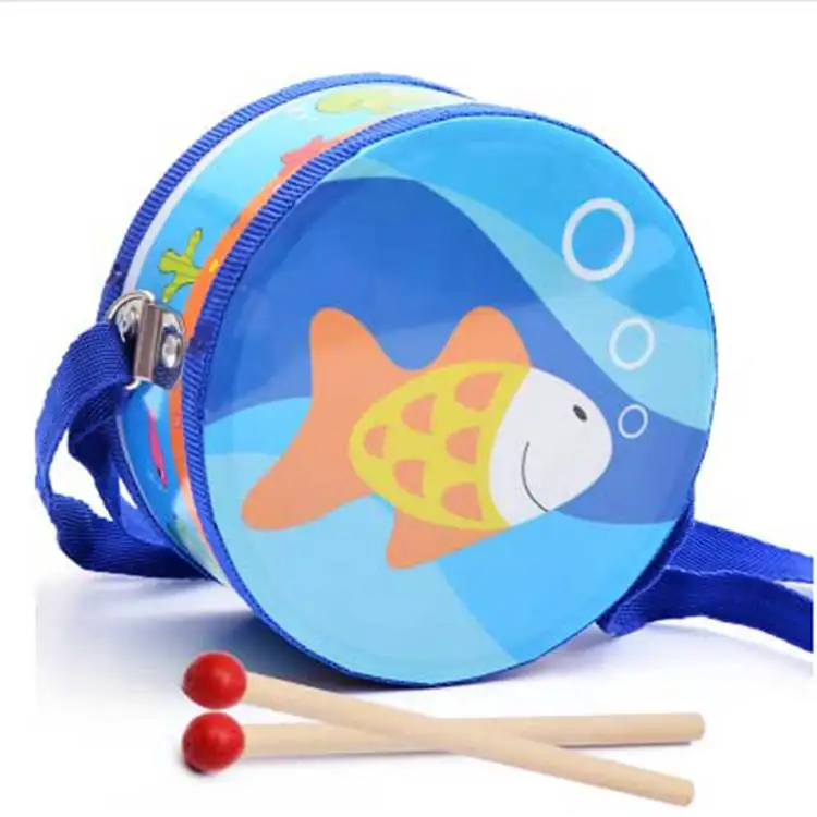 Деревянная детская мультяшная двухсторонняя барабанная Головоломка обучающие игрушки Музыкальная развивающая игрушка инструмент для KTV Вечерние - Цвет: 04