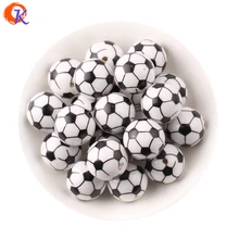 Cordial Design 20mm100pcs/lot Printing Soccer Football Sport On White Acrylic Beads For Kids Chunky Beads Jewelry CDBD-601115
