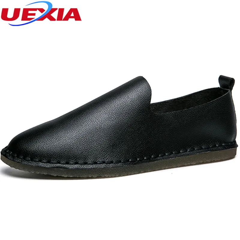 

UEXIA Male Flats Men's Shoes Leather Casual Fashion Designer Spring Autumn Slip-on Designer Brand Luxury Flats Lesiure Loafers