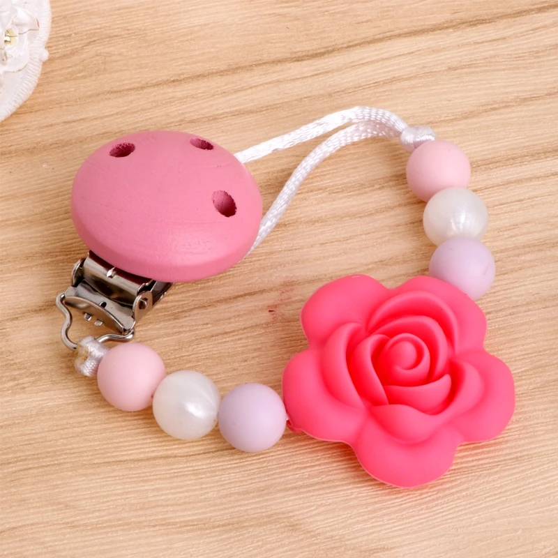 

NEW Baby Kids Silicone Chain Clip Holders Flower Pacifier Soother Nipple Leash Strap