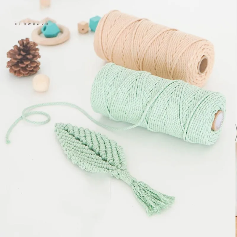 

3mm 100% cotton cord colorful rope rope Beige twisted craft macrame chain DIY Textile home wedding decorative supply