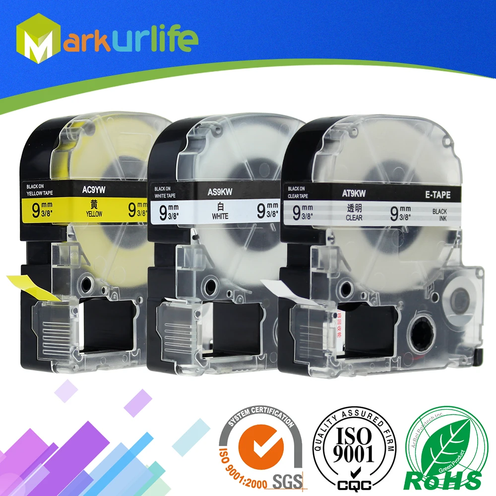 3 Packs Ss9k St9k Sc9y Label Tape Compatible Epson Labelworks Lw300 Lw
