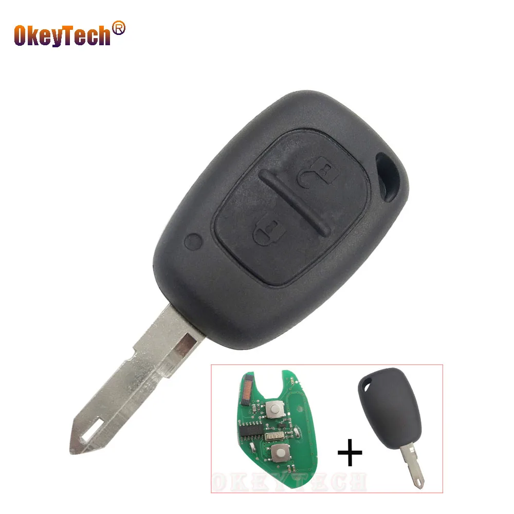 

OkeyTech 2 Button Remote Control Uncut 206Blade Car Key Shell Cover Case Fob for Renault Vivaro Master Trafic Vauxhall ID46 Chip