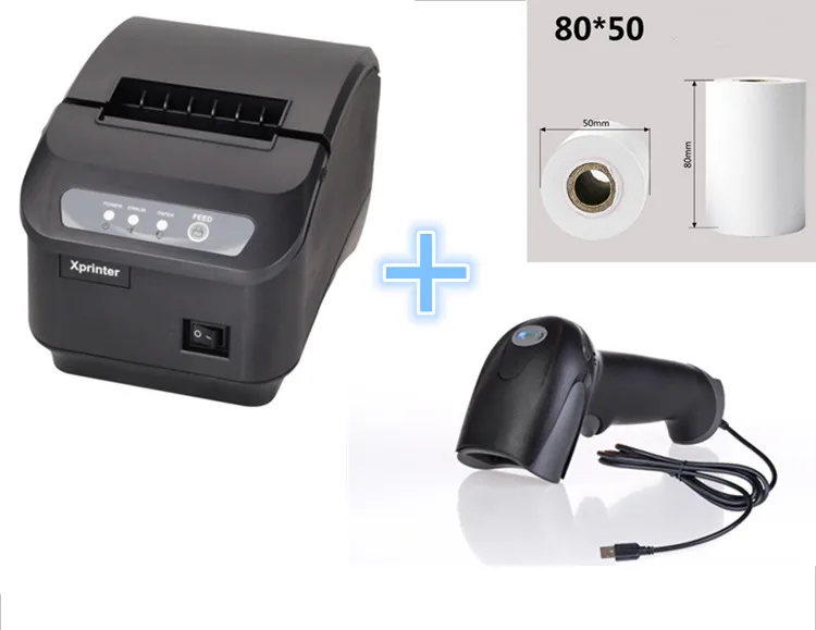 ФОТО Gift 1Thermal Paper + 1Scanner + POS printer 80mm thermal receipt printer Q200 II automatic cutting USB serial Ethernet port