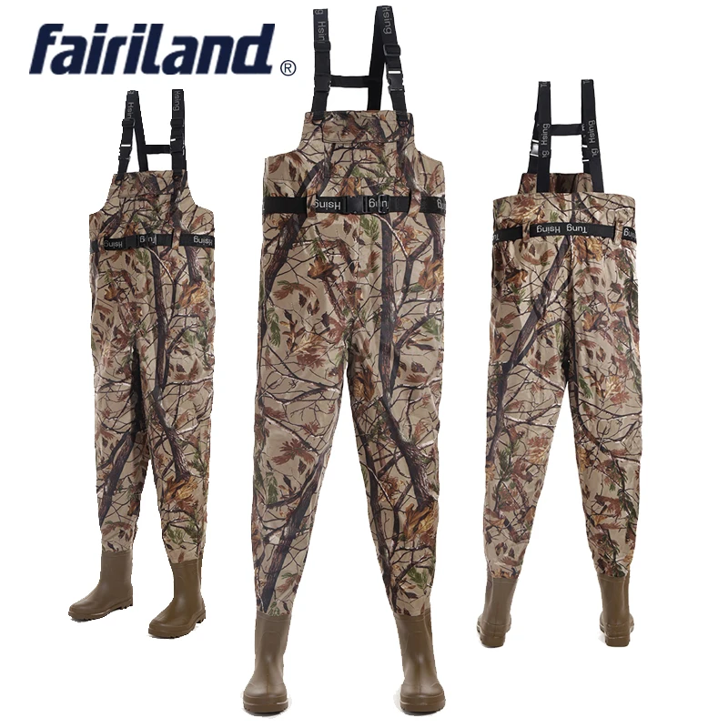

One-Piece Fishing Waders Comfortable Over Chest Seamless Welding Thick PVC Boots Fishing Waders adjustable shoulder stra