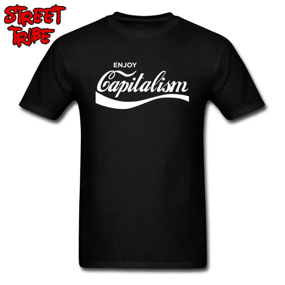 Enjoy Capitalism 5968 Summer Fall Cotton Fabric O Neck Tops Tees Short Sleeve Party Tee-Shirts Classic Cool T Shirt Enjoy Capitalism 5968 black