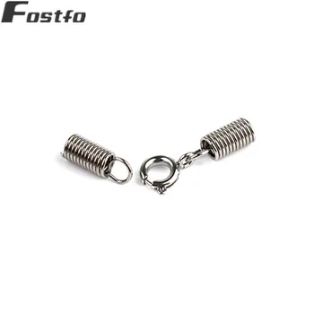

Fostfo 5sets/lot Stainless Steel Spring Clasps Bracelet End Caps Clasps Fit For 2/2.5/3mm Round Leather Cord DIY Jewelry Making