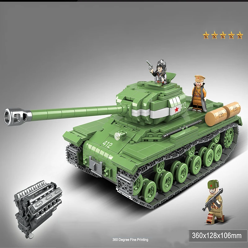 

Legoing Technic Military Heavy Tank Soldier Weapon Building Blocks WW2 Tank Brick Toys 100062 1068pcs for Kids Gift
