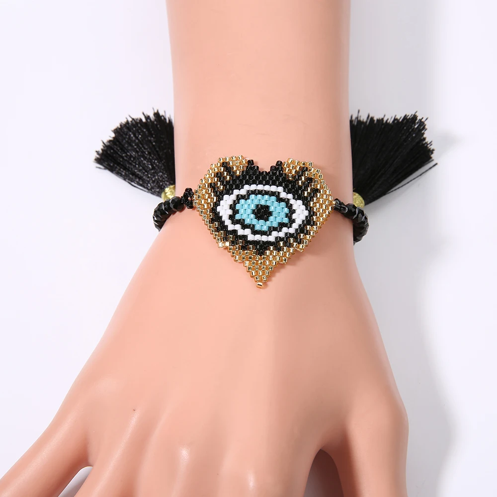 Rttooas Miyuki бусины браслет Evil Eye для женщин сердце Форма браслет возлюбленной ручной работы дружбы ювелирные изделия дропшиппинг