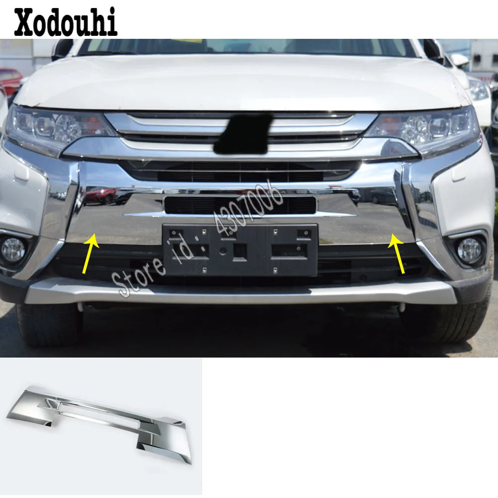 

Car cover Bumper ABS Chrome trim Front head bottom racing Grid Grill Grille hoods edge For Mitsubishi Outlander 2016 2017 2018