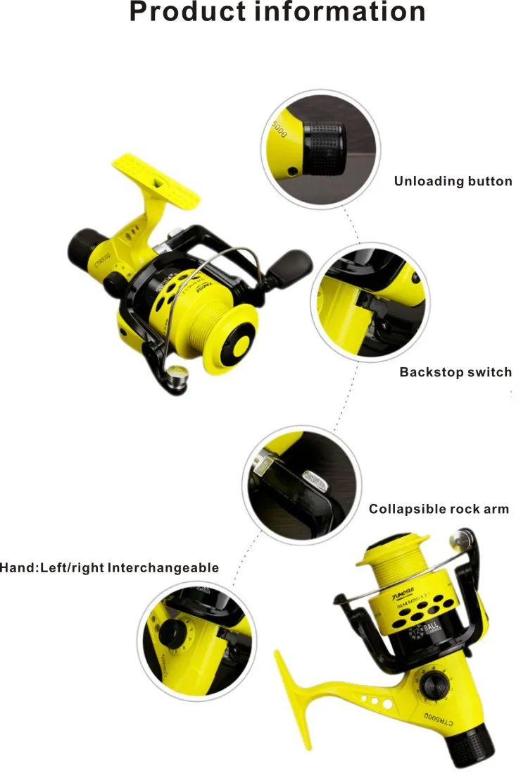 12BB Рыболовная катушка CTR2000-7000 5,5: 1 складной рычаг-коромысло Рыбное колесо с задней тягой