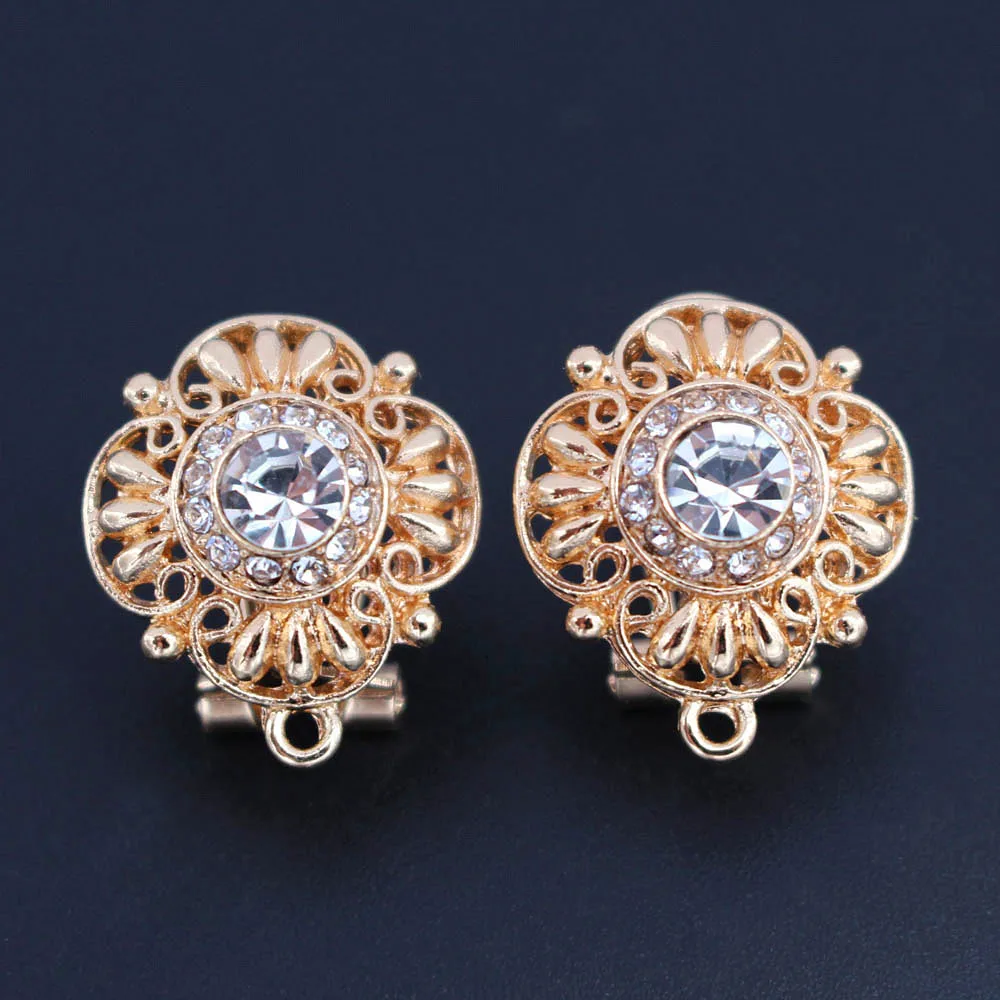 

Earrings Connector Linker Rhinestone Retro Filigree 4 Leaf Clover Flower Metal Base for Women Statement Dangle Hanging Earrings