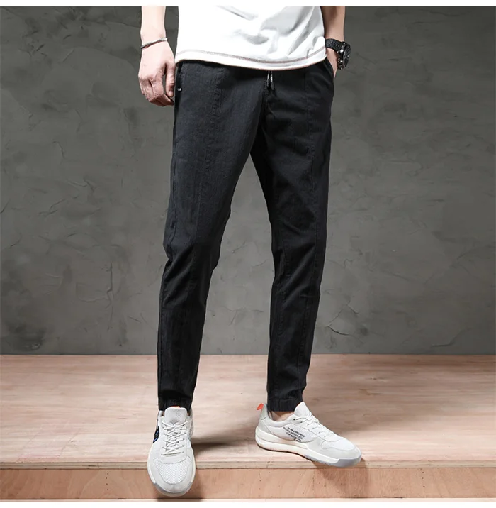 Новые летние повседневные брюки до щиколотки мужские эластичные брюки плюс размер хлопок луч ноги высокого качества брендовая одежда
