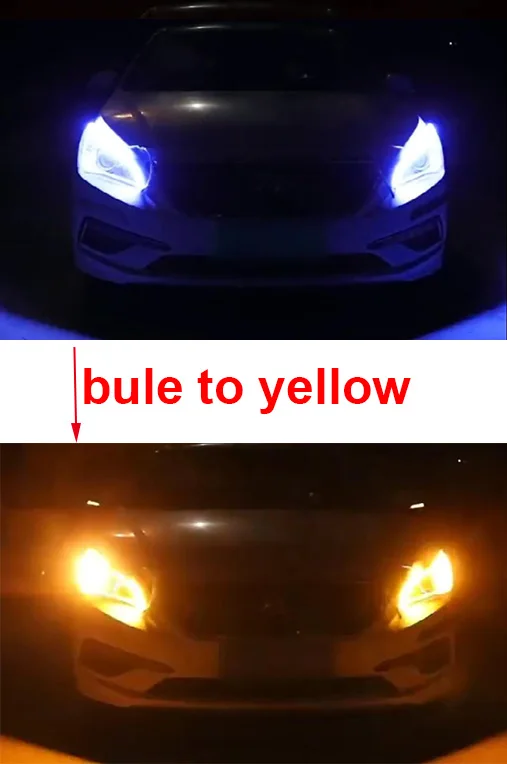 YHKOMS 1 шт. автомобильные лампы для автомобилей DRL светодиодный дневные ходовые огни указатель поворота желтая направляющая полоса для фар в сборе DRL лампа - Цвет: bule to yellow