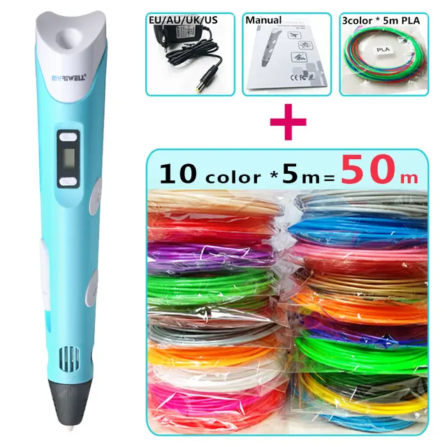 Cheap myriwell 3d pen + 10 Colour * 5m ABS filament(50m),3 d pen 3d model Smart perfect 3d printing pen Best Gift for Kids pen-3d Cheap myriwell 3d pen + 10 Colour * 5m ABS filament(50m),3 d pen 3d model Smart perfect 3d printing pen Best Gift for Kids pen-3d