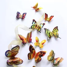 12Pcs Oro/Argento Doppio strato 3D Farfalla Autoadesivo Della Parete della decorazione della Casa Olografica Farfalle sulla parete adesivi Magnete Del Frigorifero