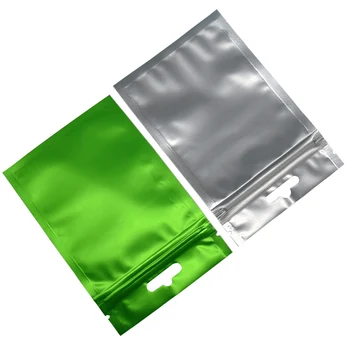 

9*15cm Green Frosted Top Zipper Aluminum Foil Package Bag Clear Plastic Ziplock Packaging Pouches With Hang Hole 100pcs/lot