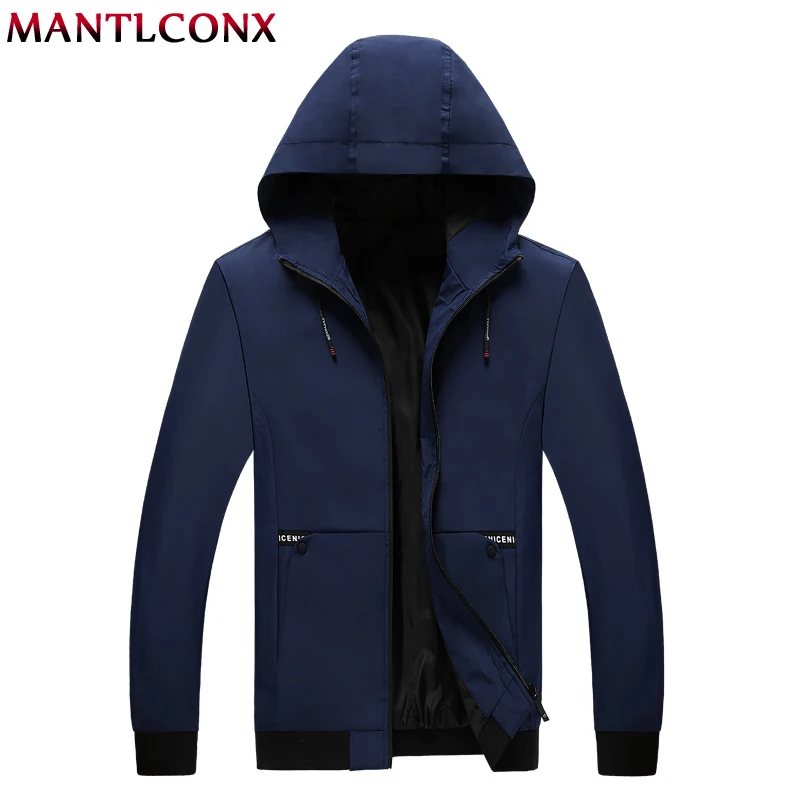 Мужская куртка с капюшоном MANTLCONX Повседневная тонкая бейсбольная на молнии