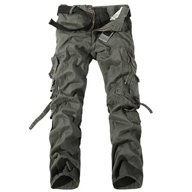 Повседневные мужские военные мужские брюки Roupas с несколькими карманами однотонные брюки мужские армейские брюки карго мужские модные мешковатые брюки - Цвет: gray