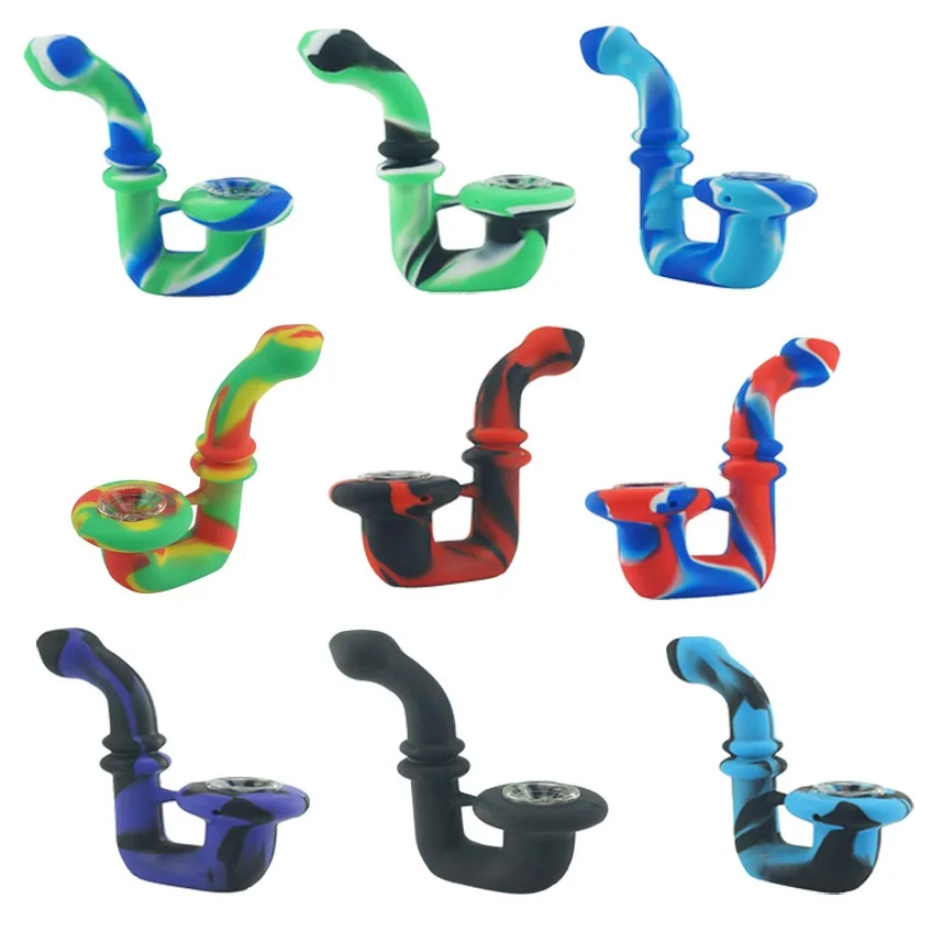 5pcs/lot U shape Silicone Tobacco Pipe, Cigarette Pipe India, Bone Smoking Pipein Shisha Pipes