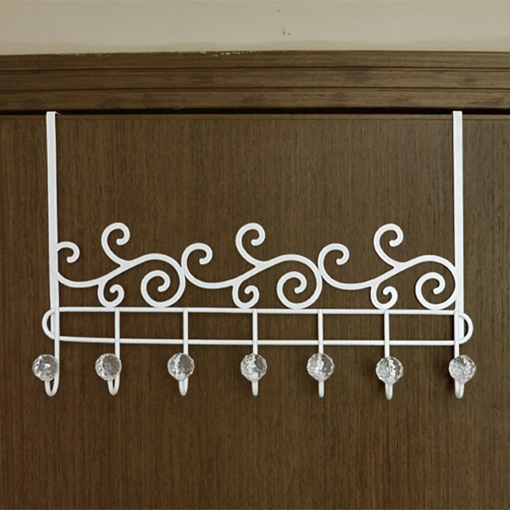 

Seven hooks door back coat hook wrought iron row hook European bag no trace hook bathroom towel clothes rack wx8291030