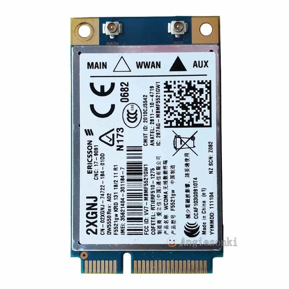 Разблокирована Ericsson F5521GW DW5550 Беспроводной 3g WWAN Mini PCI-E для DELL E5420 E5520 N311Z E6220 E6520 M4600 XPS L502X XT3