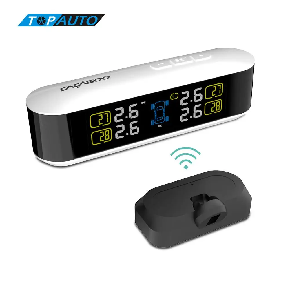 

CACAGOO Wireless Real-time TPMS Tire Pressure Monitoring System with LCD Display Alarm Function 4 Internal Sensors Psi Bar Units