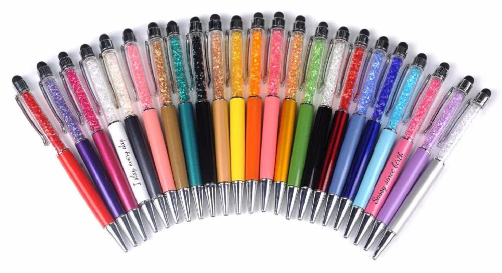 

20pcs/lot hot sale crystal metal ballpoint pen .metal mobile touch pen