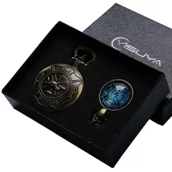 Ретро пожарный кварцевые карманные часы цепочки и ожерелья кулон Fobs часы для женщин для мужчин ювелирные наборы Рождественский подарок